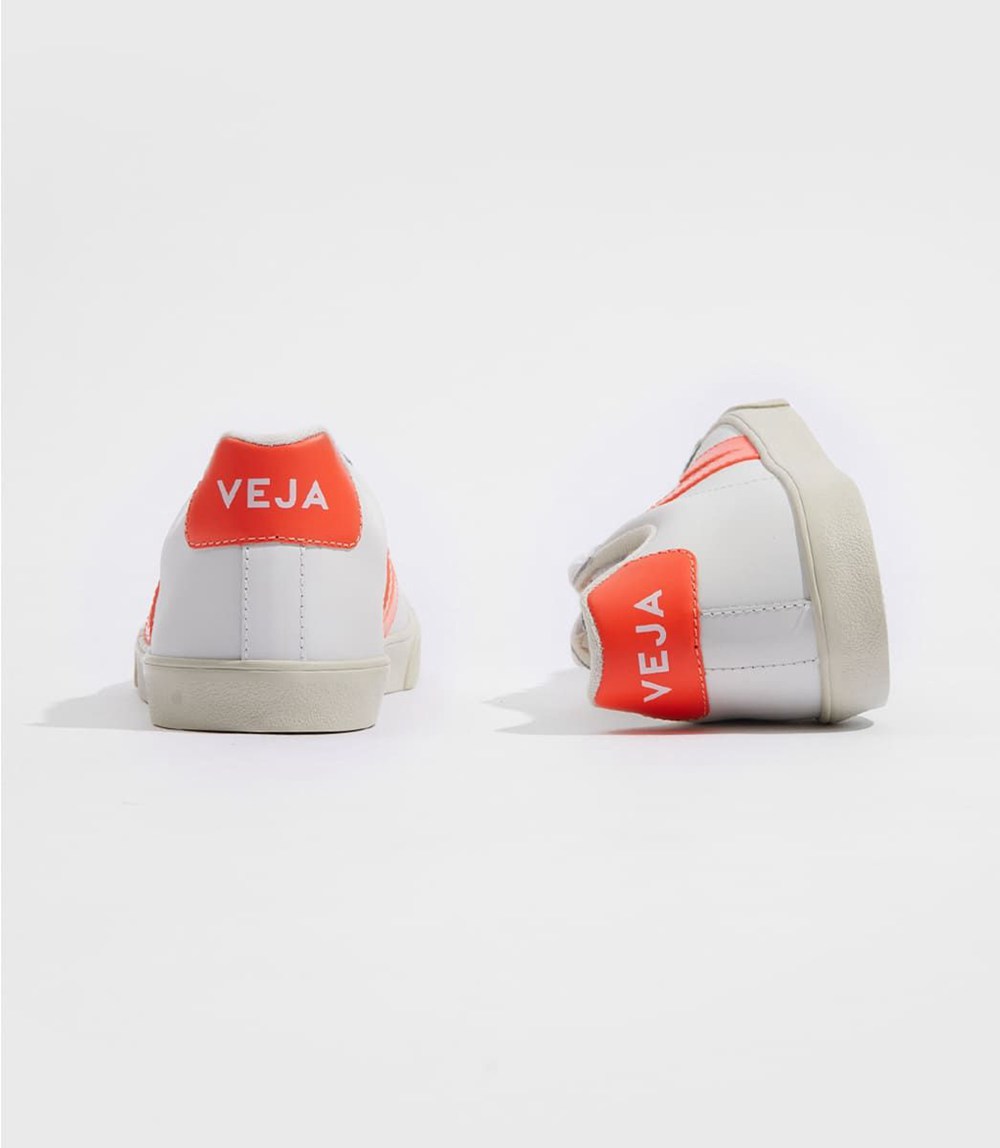 Veja Sneakers Mens - Esplar Leather - White/Orange - 1865SZFEB